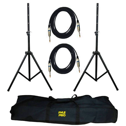 Pyle Universal Stand Kit-Height Adjustable 3.6’ -5.6’ Tall Sound Equipment Tripod Mount for Speakers w/ 35mm Insert-Home, Stage, Studio Use-(2), 21’ ft 1/4