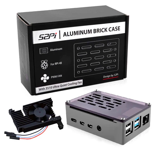GeeekPi Aluminum Case with PWM Fan for Raspberry Pi 4, Passive Aluminum Alloy Case with 3510 Ultra-Quiet Cooling Fan for Raspberry Pi 4 Model B
