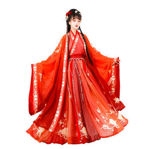 YANLINA Hanfu Chinese Hanfu Dress Women Traditional Fairy Skirt Elegant Costume for Cosplay Halloween Christmas (Color : Red, Size : Large)