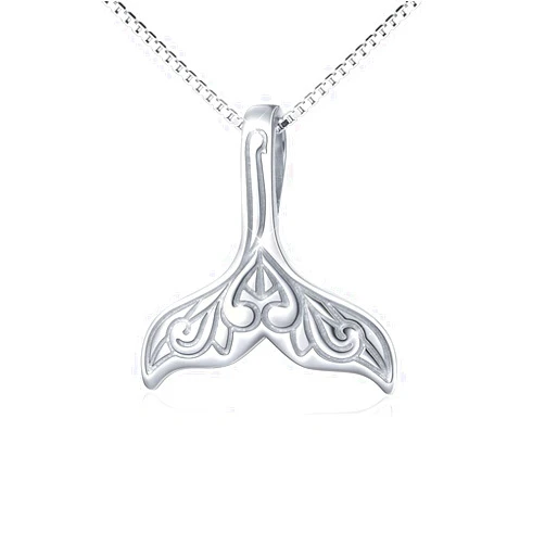 Ladytree S925 Sterling Silver Jewelry Dolphin Mermaid Tail Pendant Necklace, Box Chain,18 inches