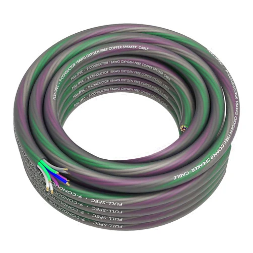 ROCKRIX 20-Feet 9-Conductor Speaker Cable, 18AWG Pure OFC 9 Wire Hiding Speaker Wire Tinned Copper, Ultra-Flex and Easy Peel Matte Jacket Audio Cable for Car Marine Home Theatre System