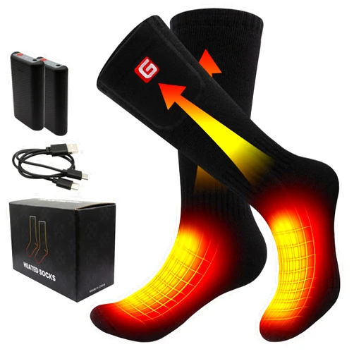 GEMSTONEGO Heated Socks for Men Women, Electric Rechargeable Battery Powered Heated Socks Thermal Warm Winter Washable Heated Socks for Outdoor Sports Hiking Climbing Hunting Foot Warmer