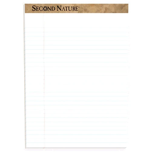 TOPS Second Nature 100% Recycled 18 lb. Legal Pad, 8-1/2 x 11-3/4 Inches, Perforated, White, Legal/Wide Rule, 50 Sheets per Pad, 12 Pads per Pack (74085)