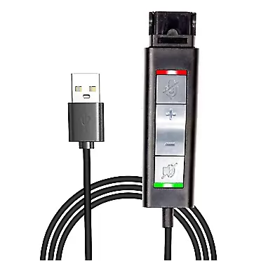 VoiceJoy QD(Quick Disconnect) Connector to USB Adapter Cable with Volume Adjuster, Mute for Speaker and Microphone Separately Compatible with Any Plantronics and VoiceJoy Headset QD Plug