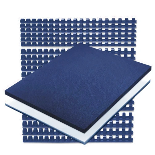 Binditek 60 Pack Binding Covers and Combs kit, Includes 20 Pcs 8Mil Clear PVC, 20 Navy Leather-Textured Heavyduty Polycovers, 20 Navy Binding Combs, for 8.5 x 11 in, Office Supplies