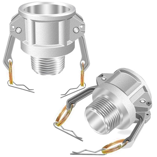 Boltigen 2pcs Cam & Groove Hose Fittings, 1-1/2 inch Type B Aluminum Camlok Fittings, Global Camlok Coupling (Female Camlok to Male NPT Thread), Camlok Coupler, for Suction/Discharge Hose of Industrial