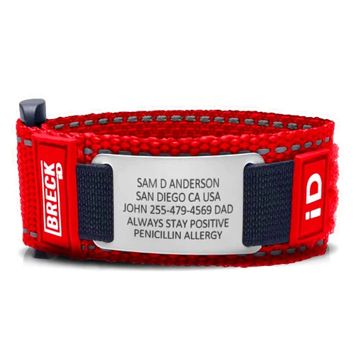 BRECK iD Custom Engraved Medical ID Bracelet - Endurance Nylon with Identification, Emergency & Medical Information. Ideal Gifts for Male & Female Athletes & Travelers