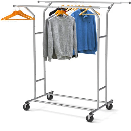 Simple Houseware Heavy Duty Double Rail Clothing Garment Rack, Chrome