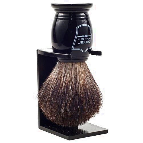 Parker Safety Razor Parker 100% Black Badger Bristle Shaving Brush with Ebony Handle -Brush Stand Included