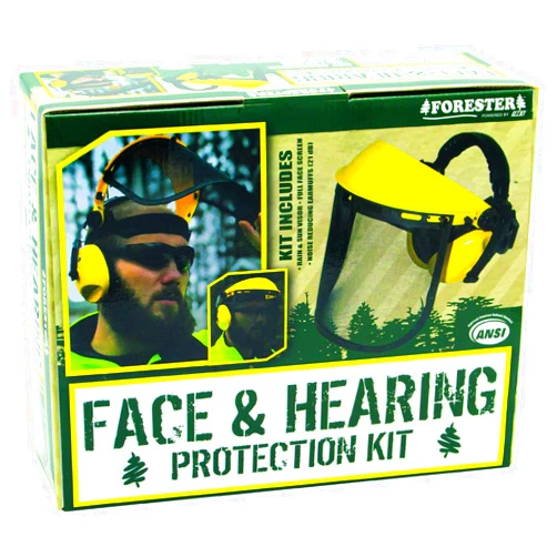 FORESTER Face Protection Equipment Kit - Visor Face Shield Ear Muffs Personal Protective Equipment Safety Gear Landscaping Tools Masks for Construction Workers Yard Work Accessories - Black and Yellow