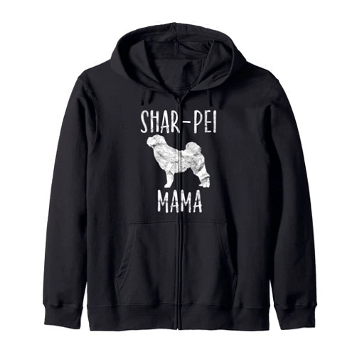 Retro Shar-Pei Mom Gift Pet Lover Clothes Vintage Shar-Pei Mama Gift Sharpei Mom Dog Owner Mother Zip Hoodie