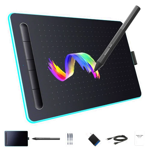 LetSketch etSketch Graphics Drawing Tablet 8.26*5.5 Inches Ergonomic 8192 Levels Battery-Free Stylus Pen Tablet 5 Customized Shortcut Keys Compatible with Windows/Mac OS/Android for Teachers Students Creators