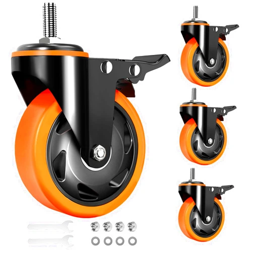 TAYLOON Caster Wheels Heavy Duty 5 Inch Stem Caster 2400Lbs, Threaded Stem Casters 3/8