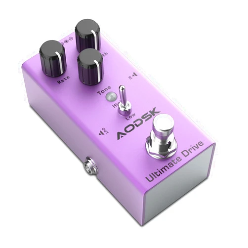 AODSK Electric Guitar Effect Pedal, Ultimate Drive, Tone, Rate, Depth,True Bypass, 9V DC