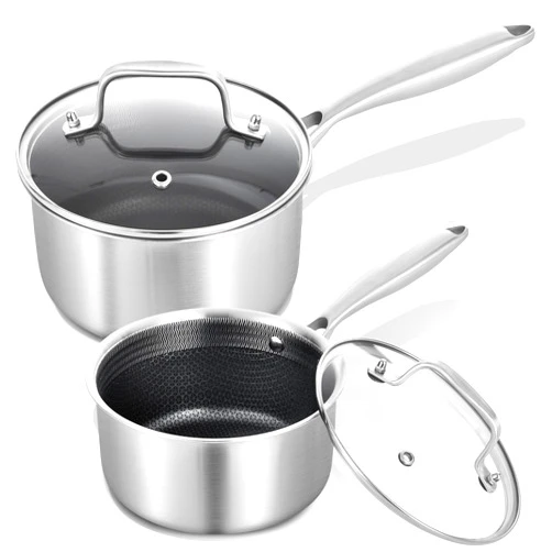 LOLYKITCH Hybrid Tri-Ply Stainless Steel Non-Stick Saucepan Set of 2,1.5QT & 2.5QT Sauce Pots,Induction Pots and Pans Set,Heavy Duty and Oven Safe.