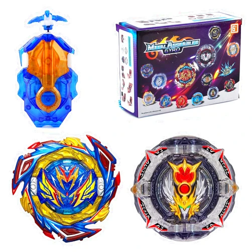 Hozuumo Bey Battling Top Burst Gyro Toy Set, with Gyro Launchers and Handle Combat Battling Game, Gift for Kids Children, B-187+B-192