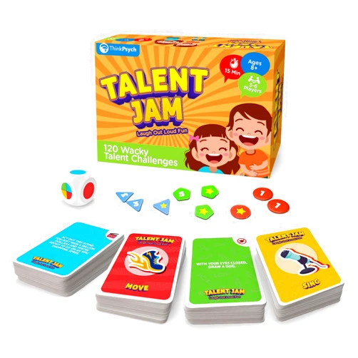 ThinkPsych Talent Jam - Hilarious Talent Show & Charades Game - Fun Family Games for Kids and Adults - Family Game Night for Teens
