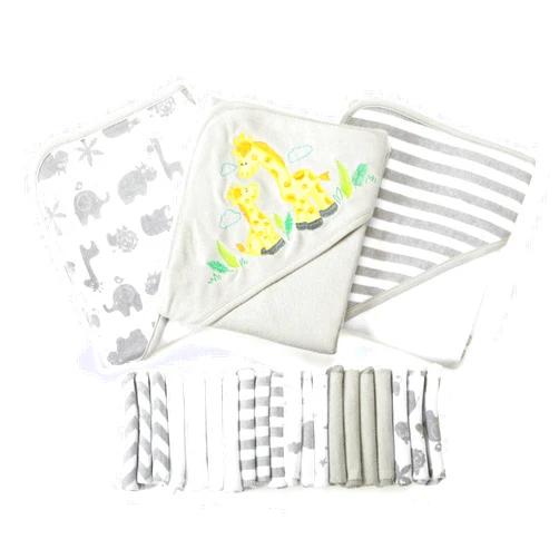 Spasilk Baby 23 Piece Bath Hooded Towels and Washcloths Set for Newborn Boys and Girls