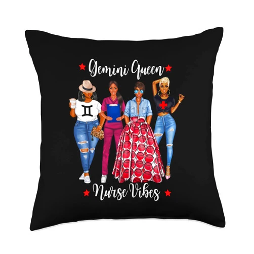 Lush Nursing Black Gemini Queen Style May June Nursing Throw Pillow, 18x18, Multicolor