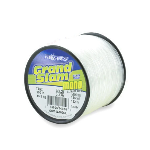 HI-SEAS Grand Slam Monofilament Fishing Line - Strong & Abrasion Resistant in Clear, Pink, Green, Smoke Blue, Fluorescent Yellow Freshwater & Saltwater – Quarter Pound Spool