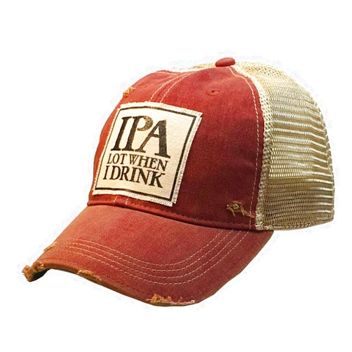 VINTAGE LIFE Distressed Baseball Caps Funny Trucker Hats with Sayings, Unisex (IPA Lot (Dark red))