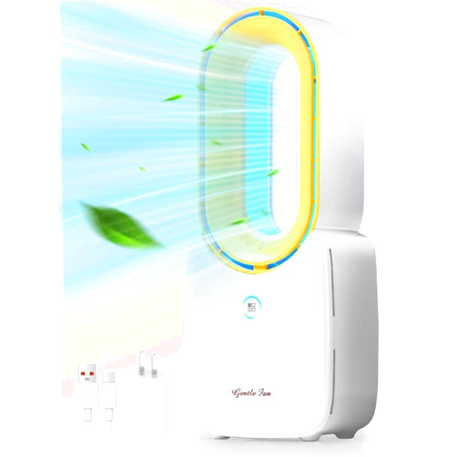 let'me Desk Fan Portable 11.8 inch Bladeless Fan with 5 Colors LED Light, Touch Control, Quiet Table Fan Small Fan for Home, Office Desks, Desktops, Bedroom