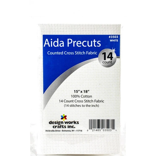 Design Works Crafts 14 Aida Fabric Pre-cut for Counted Cross Stitch-WHITE, Gold 15