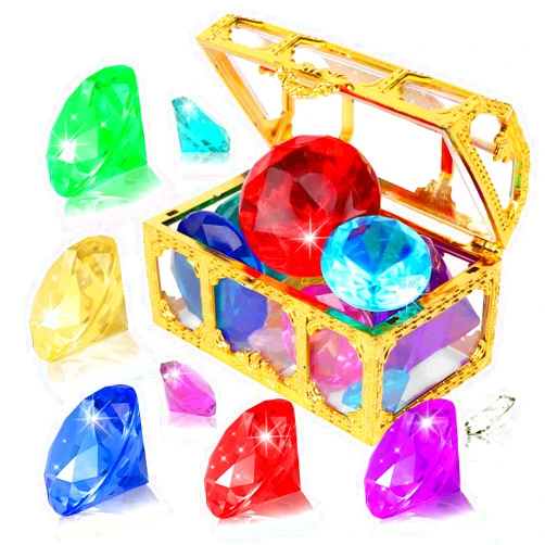 YUJUN Diving Gem Pool Toys 10 Colorful Big Diamond Gem with Treasure Pirate Chest Box Summer Underwater Acrylic Gemstones Set for Kids Swimming Pool Party Favors