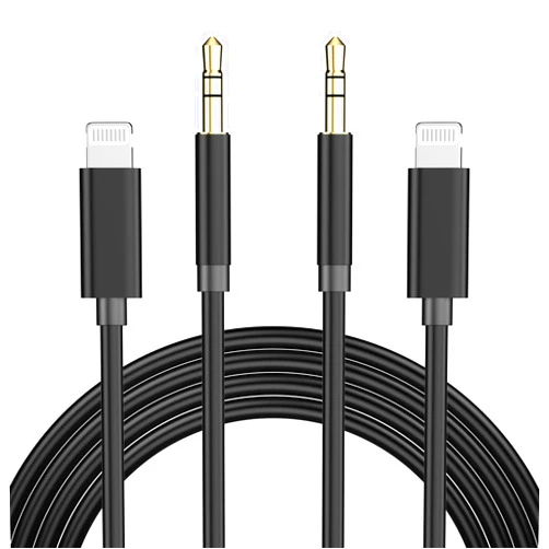 Esbeecables Apple MFi Certified Aux Cord for iPhone, 2 Pack Lightning to 3.5 mm AUX Audio Cable for Car Compatible with iPhone 14 13 12 11 Pro Max XS XR X 8 7 6 iPad for Car Home Stereo, Speaker, Headphone, Black