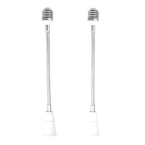 YKCGG E26/E27 Light Socket Extender Adapter,40cm/15.7 inch Light Bulb Extension,E26 to E26 Socket Extender,Bendable Flexible Gooseneck Adjustable Extension Socket Extender Adaptor (2 Pack)