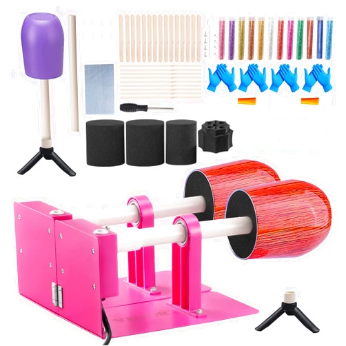 VEVOR Double Cup Turner for Crafts Tumbler, 2-Arm Tumbler Turner DIY Glitter Epoxy Resin Tumblers, Epoxy Pen Turner Attachment with Silent Motor Two-Way Rotation, Cup Spinner Machine for Starters