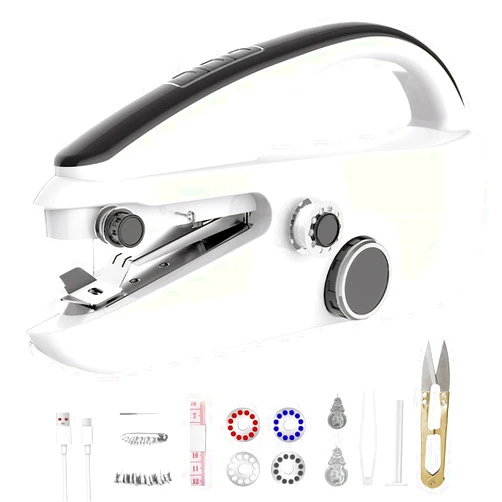 NPJICHEN Handheld Sewing Machine, Mini Portable Electric Sewing Machine for Beginners, Hand Stitching Machine Quick Sew Repairs Travel Handheld Sewing kit Suitable for Fabrics Clothes DIY Home(Black)