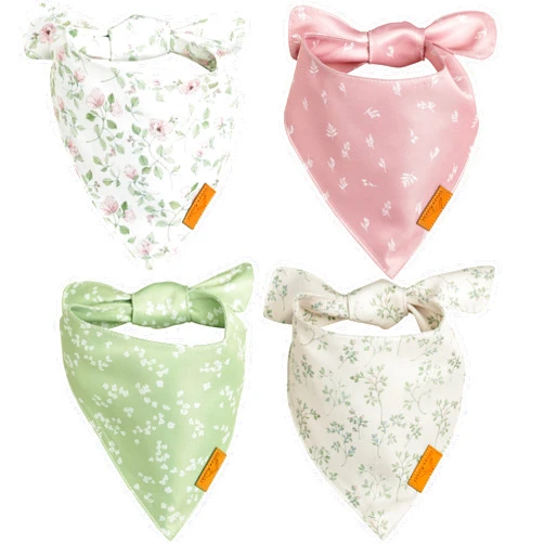 Remy+Roo Spring Dog Bandanas - 4 Pack Gemma Set | Premium Durable Adjustable Polyester Fabric | Patented Shape Girl Dog Bandana, Floral Dog Bandana (Small)