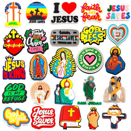 Dong Wei Tiao 25PCS Jesus Christian Shoe Charms for Clogs, God Blessed Faith Charms for Adult Women Men