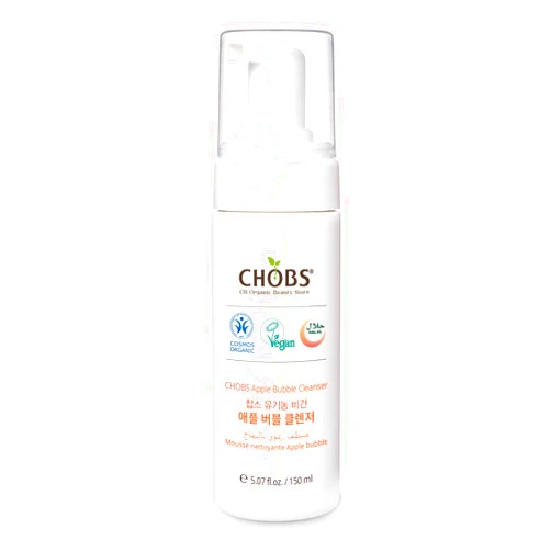 CHOBS CH ORGANIC BEAUTY STORE Chobs Apple Bubble Cleanser - Health Cleansing Made with Organic Vegan Ingredients for Gentle Cleansing of Sensitive, Dry, Oily, 100% Natural Ingredients, Vegan, Halal, 5.07 Fl Oz