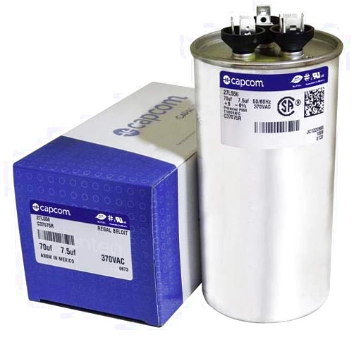 Genteq GE Genteq Round Capacitor 70 7.5 uf MFD 370 Volt 27L556BZ3 27L556