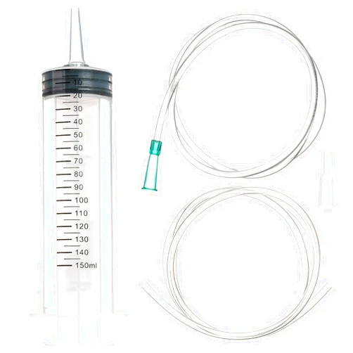 SHAOTONG 150ml Syringe with 40 Inch Tube and Tip Adapter, for Feeding Pets, Liquid Refilling, Drawing Oil Fluid