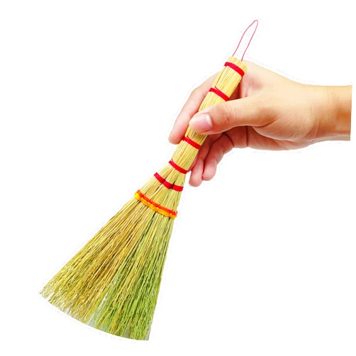 AW BROOMS Small Corn Wisk Brush Broom 11 Inch Indoor Heavy Duty Multi Surface Hard & Soft Floor Home Office Cleaning Tool Supplies 100% Handmade for Household Sweeping Indoor Outdoor (staw Bristle Broom)