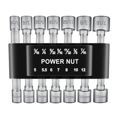 BOEN 14 Piece Power Nuts Driver Drill Bit Tools Set, 1/4 inch Driver Hex Metric & SAE Socket Wrench Screw for Power Tools