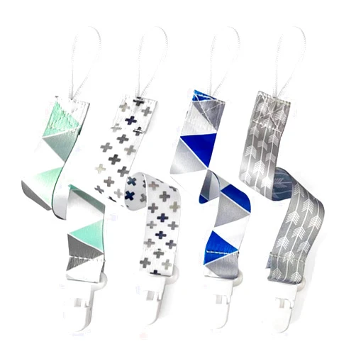 PandaEar Baby Pacifier Clips Solid Color, 4 Pack Universal Holder Leash for Boys and Girls, Teething Toys Teethers (Neutral)