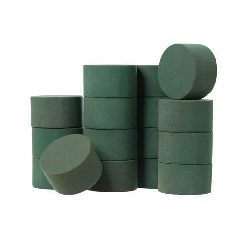 Crafare 3x3x1.7 Inch Round Floral Foam Blocks Wet Green Small Foam Bricks for Fresh and Artificial Floral Arrangements Wedding Party Centerpiece Home Decoration Pack of 16