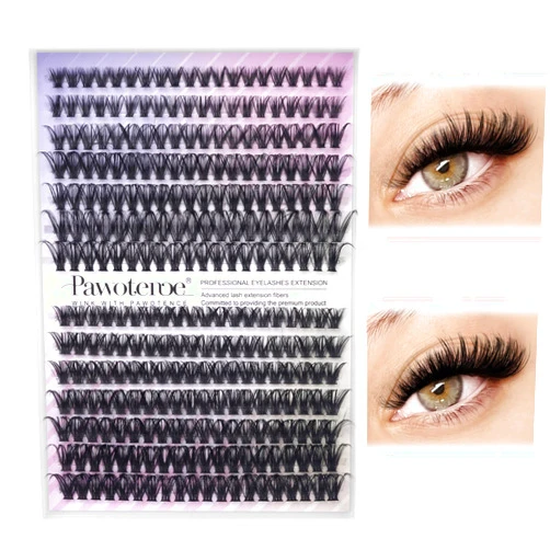 Pawotence Lash Clusters 280pcs Cluster Eyelash Extensions 40D 50D Eyelash Clusters Lash Extension 8-16mm Individual Lashes for Self Application at Home (40D&50D, 0.07D, 8-16mm)