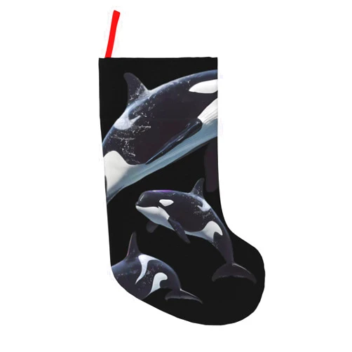 Loklneyk Animal Killer Whales Family Christmas Stockings, Large 18 Inch Xmas Stockings for Holiday Party Gift Giving Family Fireplace Christmas Tree Decorations
