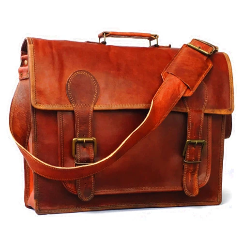 Cuero 18 Inch Vintage Handmade Leather Travel Messenger Office Crossbody Bag Laptop Briefcase Computer College Satchel Bag For Men And Women