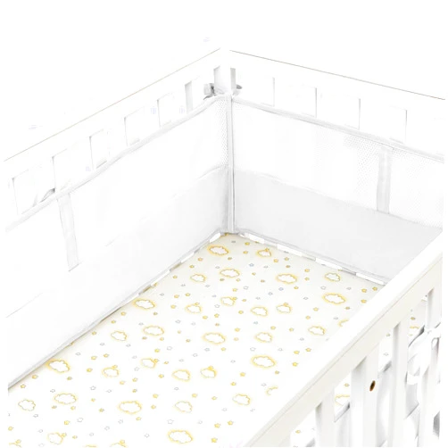 Generic 4 in 1 Breathable Mesh Liner for Life Size Cribs,White Covers-About 2 Pieces (51.18in x 9.64in), 2 Pieces(26,77in x9.64in) (White)