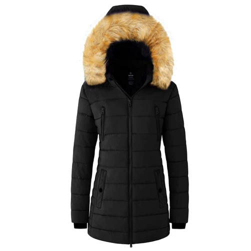 wantdo Women's Warm Winter Coat Heavy Puffer Jacket Parka with Fur Trimmed Hood
