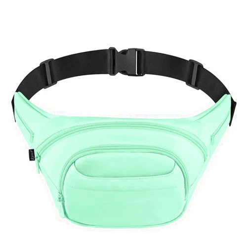 RYACO Waterproof Bum Bags, Fanny Pack with 8 Zipped Pockets for Women Men, Waist Bag Adjustable Belt for Fitness/Exercising/Hiking/Climbing/Hunting/Running/Traveling/Outdoor Sports(Mint Green)
