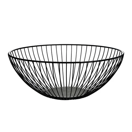 IBWell Wire Fruit Basket Fruit Bowl Kitchen Fruit Basket Stand Fruit Bowls for the Counters Metal Fruit Bowl(Low Black)