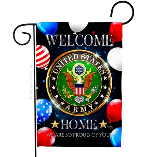 Breeze Decor Army Welcome Home Garden Flag Armed Forces Rangers United State American Military Veteran Retire Official Small Decorative Gift Yard House Banner Double-Sided Made in USA 13 X 18.5