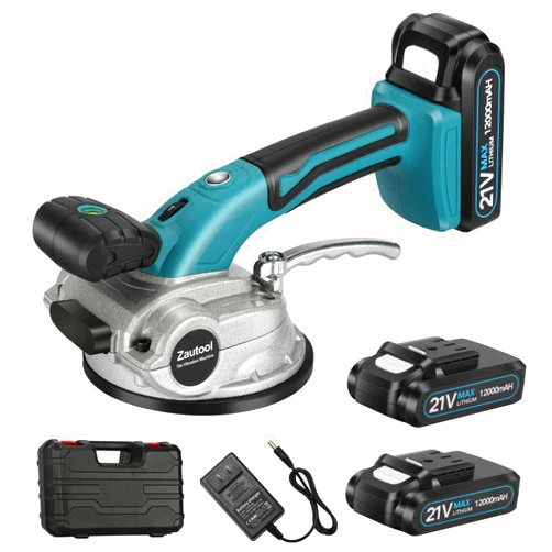 Zautool Tile Vibration Tools（2 Batteries Include) - 6 Speeds Adjustable Suction Cup Tile Vibration Machine - Automatic Leveling Hand-held Tile Tiling Machine - 21V 12000mAh 18000r/min